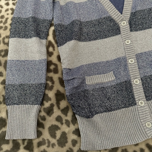 77kids by American Eagle Glitter Cardigan with Pockets in Blue Size XS 5 6 - Picture 8 of 17